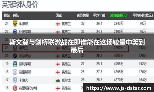 斯文登与剑桥联激战在即谁能在这场较量中笑到最后